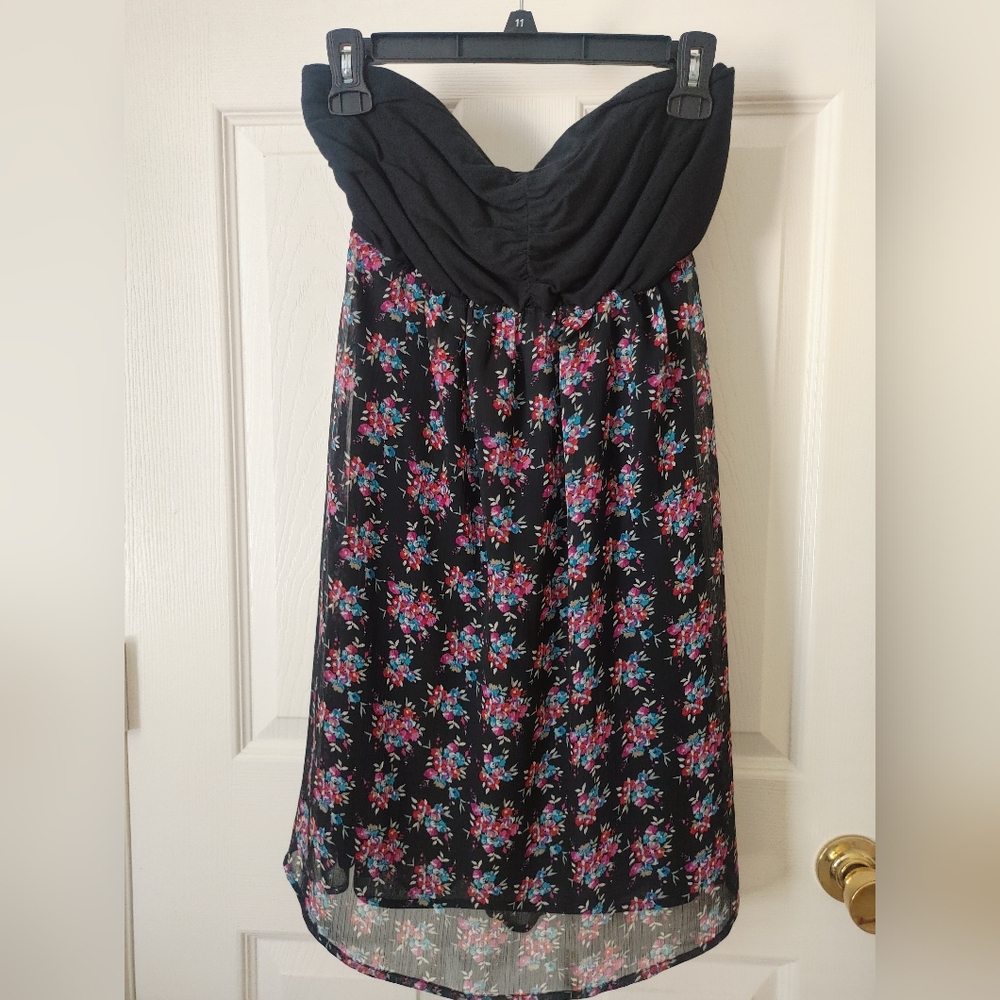 Floral Strapless Dress, Small.